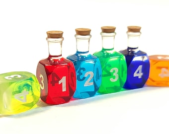 Potion Bottle Dice Set: Handmade Resin D4 Dice for TTRPG & DND