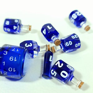 Coloured 7 Potion Dice Set for RPG tabletop Games like Dungeons and Dragons D6 D20 Alchemist Bottle Dark blue