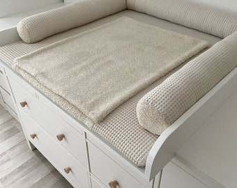 Matelas à langer avec matelas imperméable et déhoussable beige clair