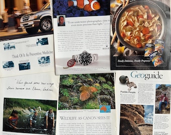Vintage Magazine Advertisements | 80s/90s camera, travel, car ads from National Geographic magazines | 35 pages for collage and junk journal