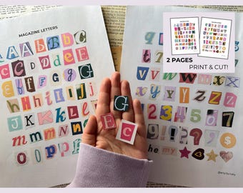 Printable Letters Magazine Cutouts | 100 pieces | Digital download for junk journal, scrapbook, pen pal | Ransom Note Letters to print & cut