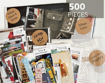 Vision Board Party OVER 500 Pieces Bundled Set | Collage Supplies, Magazine Cutouts | Mixed Pack | Full pages and cut pieces