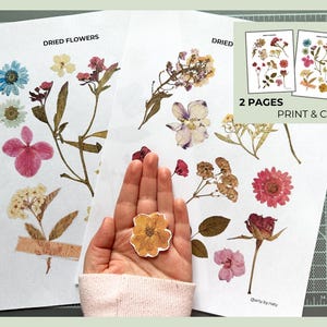 Éphémères vintage imprimables | Téléchargement numérique d'un journal indésirable, d'un album de découpures | Fleurs séchées vintage | Journal éphémère à imprimer et à découper