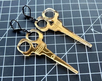 Antique Skull Scissor Earrings | Skull | Gold | Macabre | Oddity | Gothic