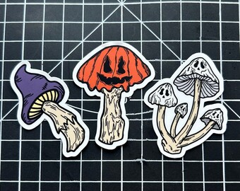 Mushroom Vinyl Stickers | Spooky | Cottagecore | Dark Academia | Mushroom | Goblin | Macabre | Jack-o-lantern | Goth