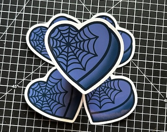 Spider Web Heart Sticker | Punk | Goth | Spooky | Creepy | Tattoo Inspired | Cobweb | Valentines Day | Love | Conversation Heart | Alt