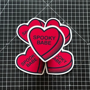 Spooky Babe Heart Sticker | Punk | Dark | Edgy | Vinyl | Valentines Day | Love | Conversation Heart | Alt