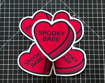 Spooky Babe Heart Sticker | Punk | Dark | Edgy | Vinyl | Valentines Day | Love | Conversation Heart | Alt