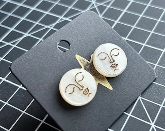 Moon Face Stud Earrings | Witchy | Goth | Victorian | Punk | Alternative