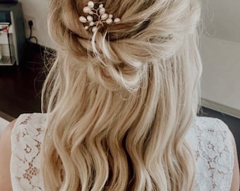 Brautschmuck: Traumschöne Haarnadel mit echten Süßwasserperlen | Haarschmuck für deine Hochzeit | Perlenschmuck für die Braut