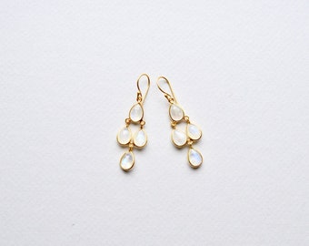 Cascade: Rainbow moonstone earrings made of 925 sterling silver | gold plated, rose gold plated, silver