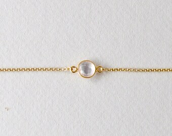 Bracelet with rose quartz made of 925 sterling silver | gilded