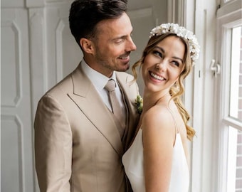 Perles Naturelles : Couronne de Mariée Fleur Blanche | Accessoires de cheveux pour la mariée | Coiffe pour votre mariage