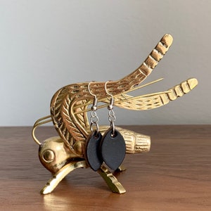 Leather Earrings ‖ Tiny Boho Leather Moon / Leaf Earrings