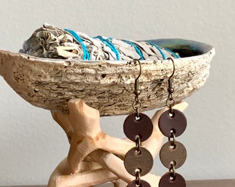 Leather Earrings ‖ Boho Triple Circle Drop Leather Earrings