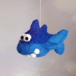 Dear Shark HAINO hand felt felt felted Shark whale fish sea animals felt figure felt animals Mobile decoration bathroom children's room