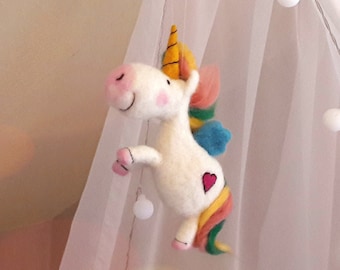 Sucre Douce Licorne « Corny » Main Feutre feutre Licorne Cadeau Naissance Anniversaire Baptême Fille Petite Amie Mobile Enfants Décoration de chambre