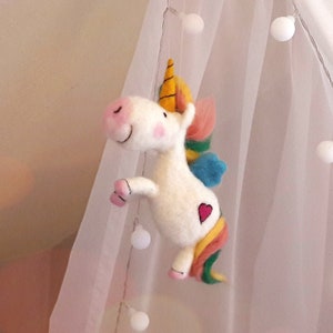 Sugar Sweet Unicorn "Corny" Hand Felt felt unicorn Gift Birth Birthday Baptism Girl Girlfriend Mobile Children's Room Decoration