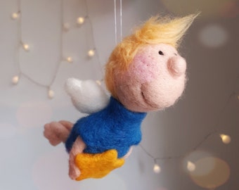 Süßer Schutzengel Junge LEO mit Stern, gefilzt, filz, Geschenk Taufe Geburt Geburtstag Mitbringsel filzen Schutzengel Glücksbringer Auto