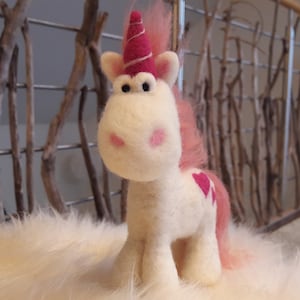 Enchanting Unicorn ELISA hand-felted felt fabric Felt Michel Unicorn Horse Girl Gift School Cone felting Back to School Birthday Pony image 1