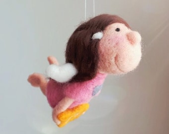 Adorable angel baby boy Baumler gift girl lady Joy felting love love Charm trailer