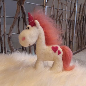 Enchanting Unicorn ELISA hand-felted felt fabric Felt Michel Unicorn Horse Girl Gift School Cone felting Back to School Birthday Pony image 3