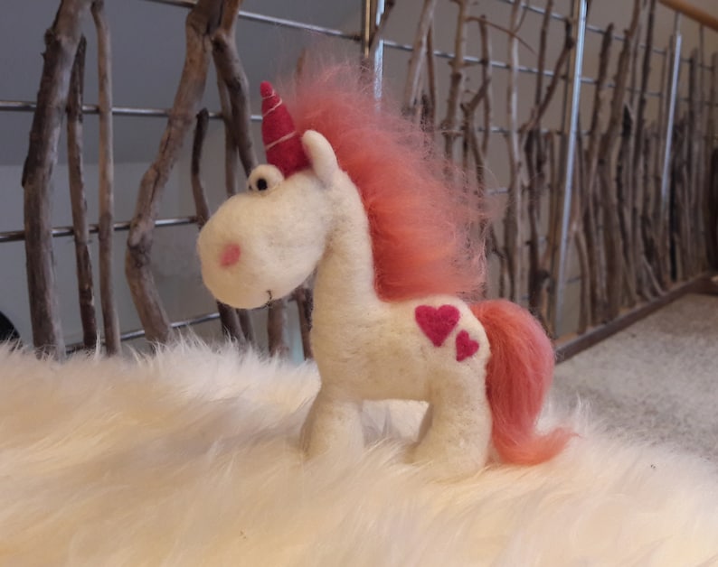 Enchanting Unicorn ELISA hand-felted felt fabric Felt Michel Unicorn Horse Girl Gift School Cone felting Back to School Birthday Pony image 3