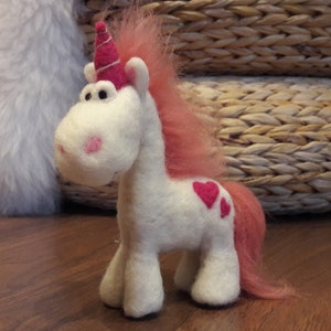 Enchanting Unicorn ELISA hand-felted felt fabric Felt Michel Unicorn Horse Girl Gift School Cone felting Back to School Birthday Pony image 2