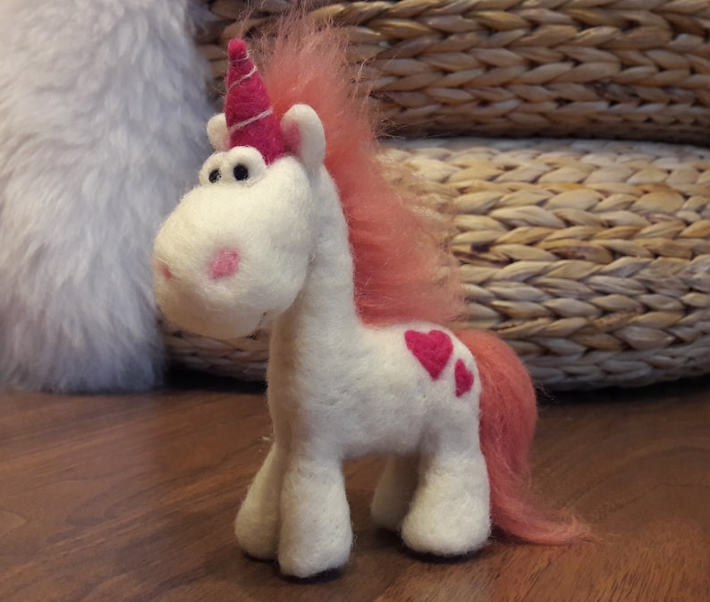 Enchanting Unicorn ELISA hand-felted felt fabric Felt Michel Unicorn Horse Girl Gift School Cone felting Back to School Birthday Pony image 2