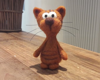 Cat CARLOS hand-felted felting felt animals felt figure cat kitten tiger pendant decoration gift man woman