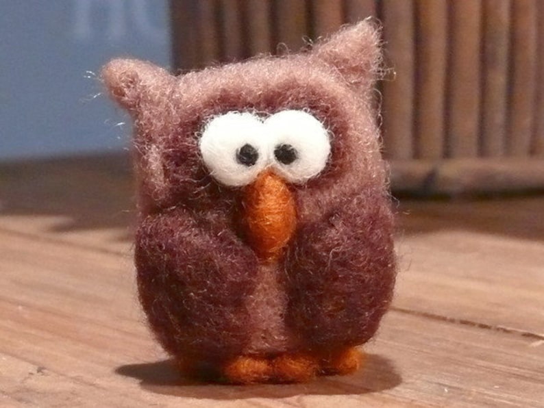 Birthday Owl Christmas color cute dream hand felted fabric owl Ornament season seasonal Table Winter Xmas image 1