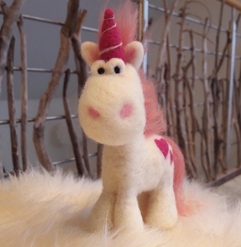 Enchanting Unicorn ELISA hand-felted felt fabric Felt Michel Unicorn Horse Girl Gift School Cone felting Back to School Birthday Pony image 1