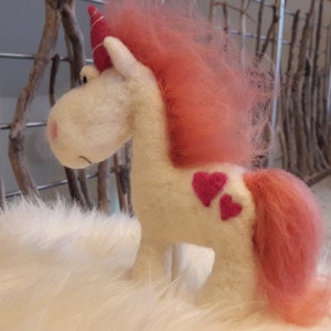 Enchanting Unicorn ELISA hand-felted felt fabric Felt Michel Unicorn Horse Girl Gift School Cone felting Back to School Birthday Pony image 4