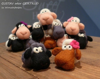 Sweet sheep GUSTAV or GERTRUD hand felt felted sheep decoration pendant felted wool flower flower gift woman birthday