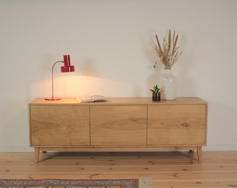 Sideboard oak solid wood lowboard TV table midcentury vintage solid wood