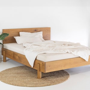 Bed made of solid oak wood with headboard oak wood oak bed