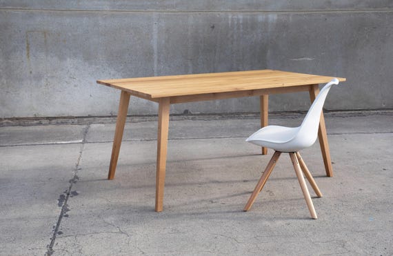 Esstisch Eiche massiv Schreibtisch Tisch Vintage danish midcentury holz massivholz nonconform Eiche Jo schräge Beine