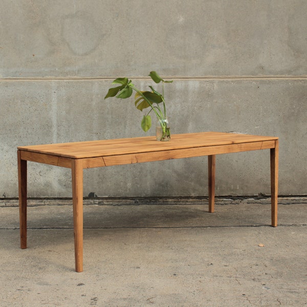 Dining table made of oak Vintage nonconform midcentury danish solid wood Industrial solid wood desk Paul