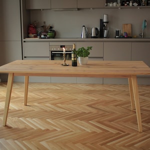 Dining table made from old floorboards desk table upcycling vintage reclaimed wood lumber danish midcentury industrial wood solid wood nonconform