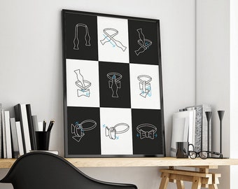 Poster for Living room, office, studio, bedroom-user Manual binding of the bow Tie. Black & white Design