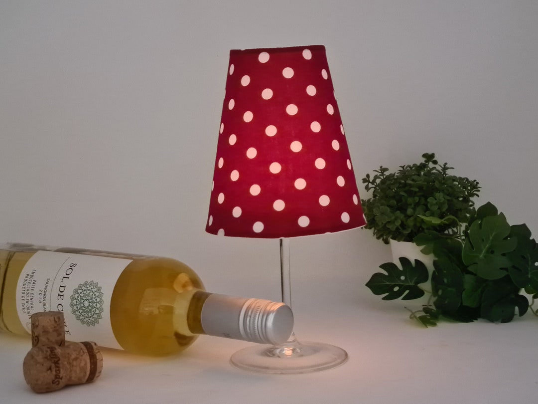 Wine Glass Lamp Lantern Table Lamp Fabric Lampshade Etsy
