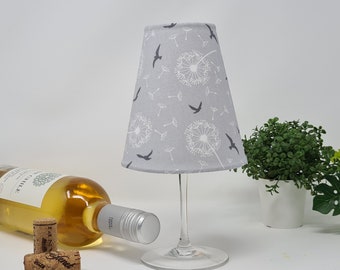 Weinglaslampe | Windlicht | Tischlampe | Lampenschirm aus Stoff | Wein | Tischdekoration | Kerzen | Geschenkidee Frauen | Weihnachtsgeschenk