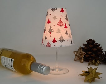 Weinglaslampe | Windlicht | Tischlampe | Lampenschirm aus Stoff | Weihnachtsdekoration | Weihnachtskerzen | Kerzen | Geschenkidee Frauen