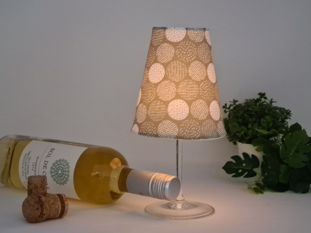 Wine Glass Lamp Lantern Table Lamp Fabric Lampshade Etsy