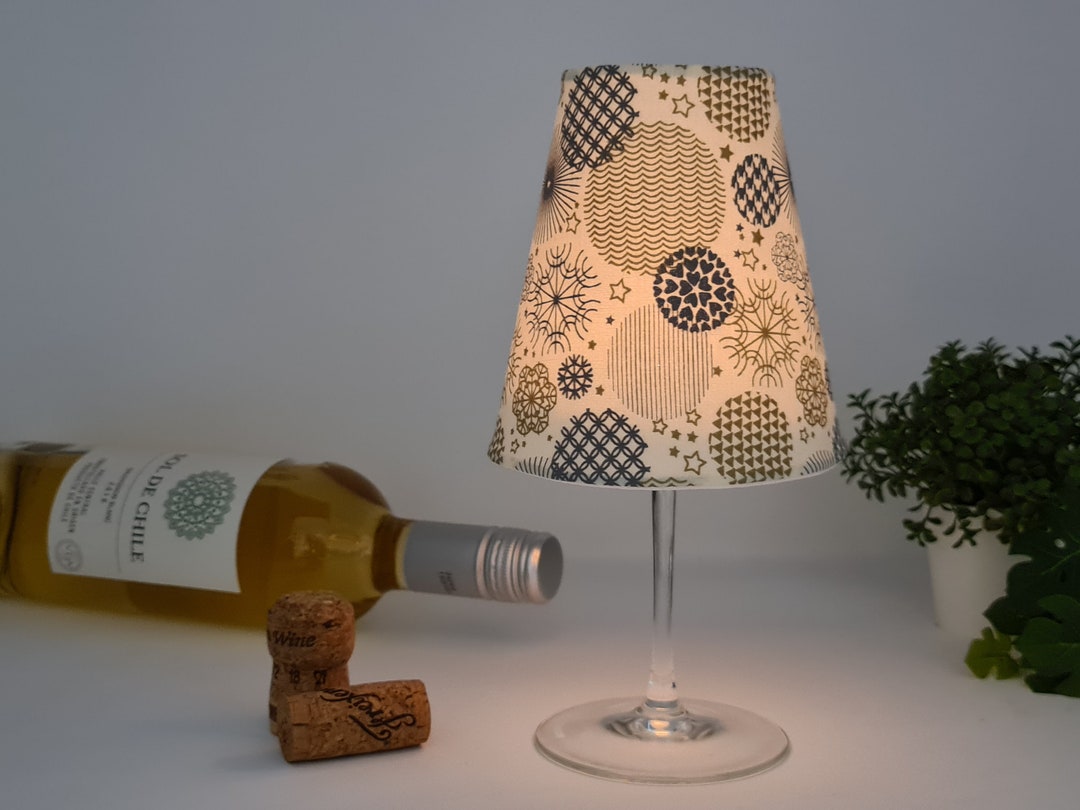 Wine Glass Lamp Lantern Table Lamp Fabric Lampshade Etsy