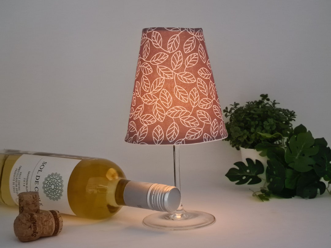 Wine Glass Lamp Lantern Table Lamp Fabric Lampshade Etsy