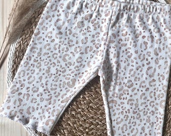 Leo Kids' Cycling Shorts | Short Biker Shorts in Ribbed Jersey | Summer Shorts for Babies & Kids | Handmade Leo Print