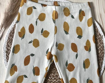 Lemon-colored children's cycling shorts | Summer shorts made of ribbed jersey | Comfortable baby and children's trousers | Handmade