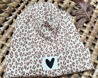 Hipster Beanie Hat Kids I Leo Pattern I Children's Hat I Heart I Size selectable