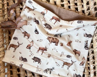Winterloop Kids I Fleece Loop I Children's loop scarf I Forest animals I Size selectable